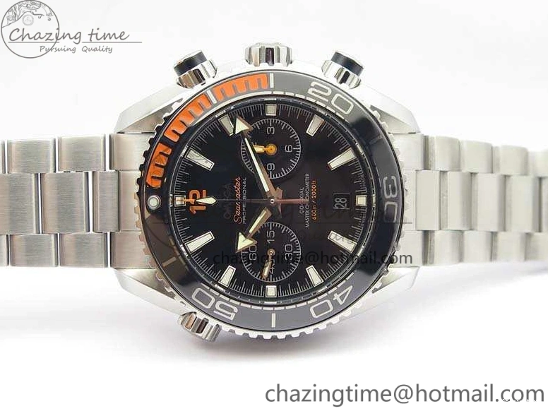 0120 FastDry Planet Ocean Master Chrono SS OM 1:1 Best Edition Black Dial On SS Bracelet A9900 V 8112